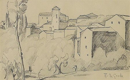 DE GRADA RAFFAELE Milano 02/03/1885 - Milano 10/04/1957Paesaggiomatita su...