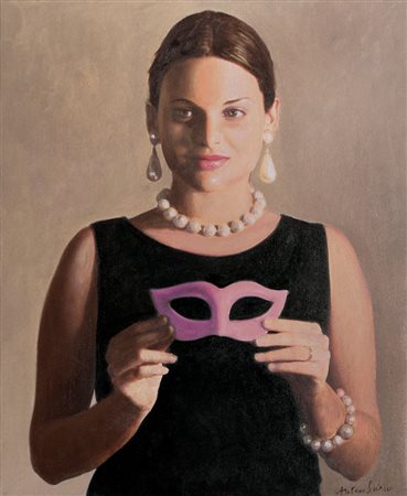 SCIACCA ANTONIO Catania 13/05/1957Figura con mascheraolio su tela cm. 60x50,...