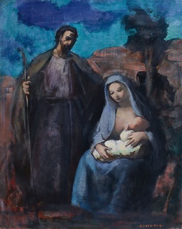 CONSADORI SILVIO Brescia 1909 - Venezia 1994Maternitàolio su tela cm. 100x80,...