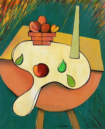 FOMEZ ANTONIO Portici 08/02/1937Tavolata, 2006olio su tela cm. 62x52x2, firma...