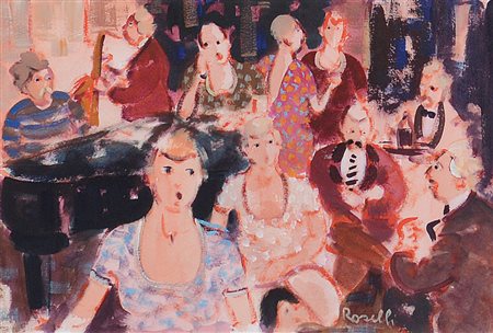 ROSELLI CARLO Milano 20/06/1939Piano bartempera su carta cm. 22x32, firma in...