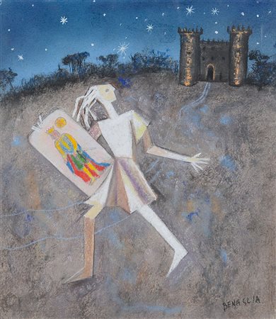 BENAGLIA ENRICO Roma 28/05/1938Re di denaripastelli ad olio su carta cm....