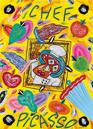 DONZELLI BRUNO Napoli 12/04/1941Chef Picassoolio, tecnica mista e collage su...