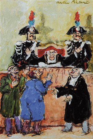 PIACESI WALTER Ascoli Piceno 18/09/1929Gli imputati, 2012olio su tavola cm....