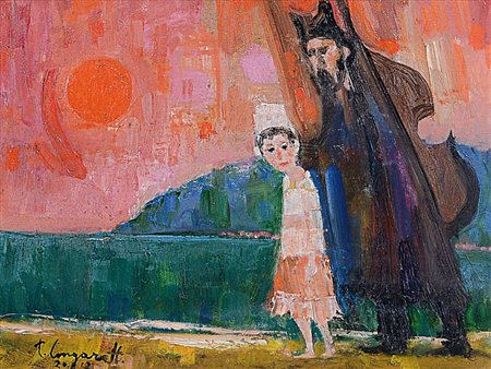 LONGARETTI TRENTO Treviglio (Bg) 27/09/1916Vecchio musicante e bambino alla...