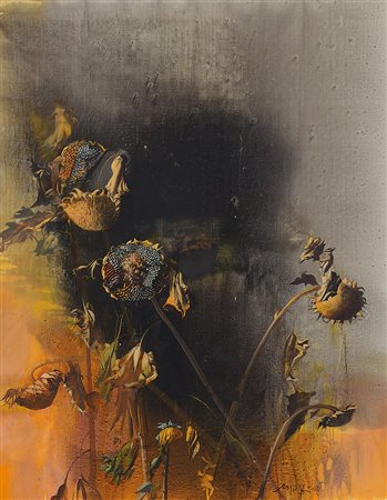 MADIAI MARIO Livorno 1944Girasoliolio su tela cm. 130x100, firma in basso a...