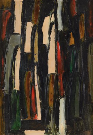 BOLDRINI GUSTAVO Venezia 1925 - Salsomaggiore 1987Bianco a Milanoolio su tela...