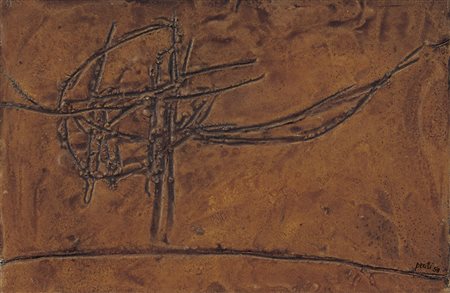 PERILLI ACHILLE Roma 28/01/1927Senza titolo, 1958tecnica mista su pannello di...