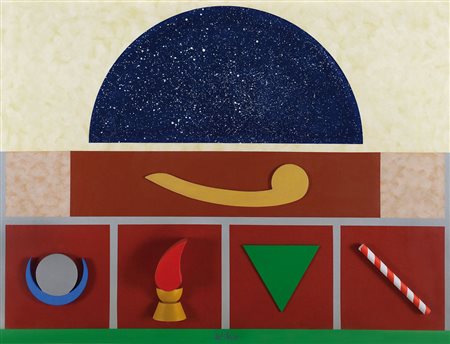 DEL PEZZO LUCIO Napoli 1933Emisfero stellato, 1991 acrilico e collage su tela...