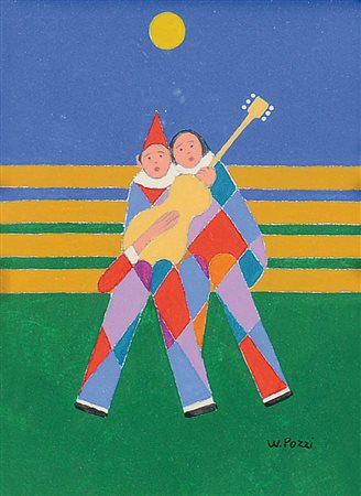 POZZI WALTER Bergamo 1911 - Milano 1989Serenata d'innamorati, 1985tempera...