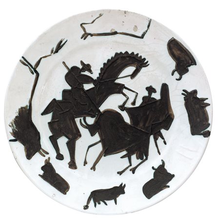 PICASSO PABLO Malaga 1881 - Mougins 1973Corrida, 1953piatto rotondo in...