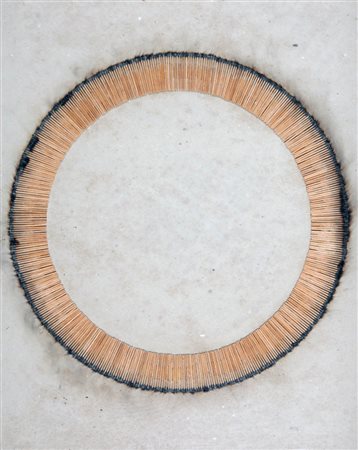 Bernard Aubertin 1934 " Dessin de feu ", 1974 Fiammiferi bruciati su cartone,...