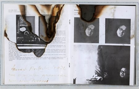 Bernard Aubertin 1934 Senza titolo, 1974 Libro bruciato applicato su tavola,...