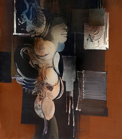 Mario Bionda 1913 - 1985 " La stanza rossa ", anni '70 Olio su tela, cm. 80 x...