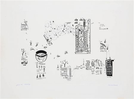 Gianfranco Barruchello 1924 Senza titolo Lotto di 4 incisioni su carta cm....