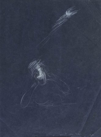 Claudio Parmiggiani 1943 " Piange davanti alla luna " Tecnica mista su carta,...