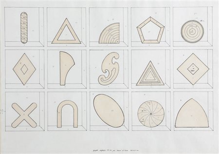 Lucio Del Pezzo 1933 " Progetto per serigrafie " Tecnica mista e collage su...