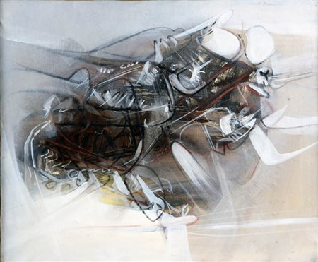 Edoardo Franceschini 1928 - 2006 Senza titolo, 1961 Olio su tela, cm. 50 x 60...