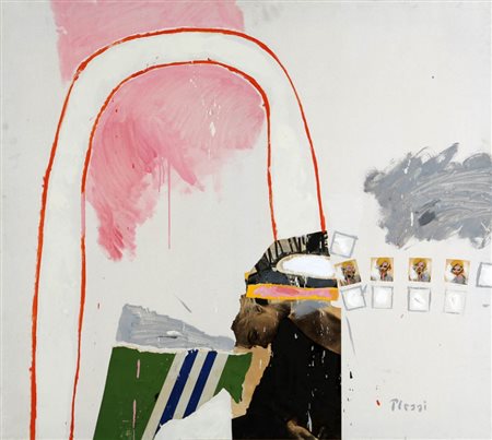 Fabrizio Plessi 1940 " Seguiremo I ", anni '60 Tecnica mista e collage su...