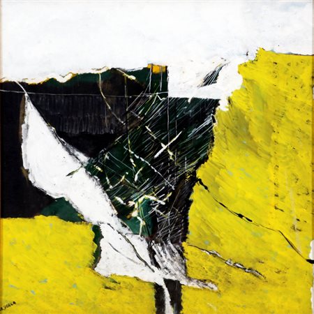 Angelo Verga 1933 - 1999 " Cinque terre ", 1976 Olio su tela, cm. 70 x 70...