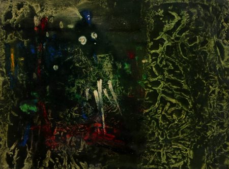 Gianni Dova 1925 - 1991 " Composizione nucleare ", 1952 Olio su tela, cm. 30...