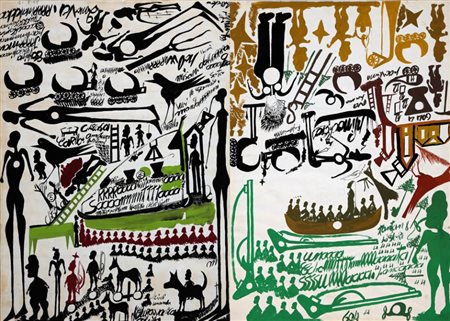 Carlo Zinelli 1916 - 1974 Senza titolo, 1969 Tempera su carta, cm. 70 x 50...