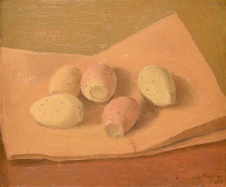 Artista Sec. XX. Fichi d’india, 1939. Olio su compensato firma illeggibile in...