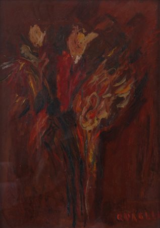 Carlo Quaglia (Terni, 1903 – Roma, 1970). Fiori. Olio su masonite, firma in...