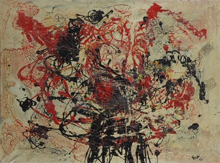 Elisabetta Gut (Roma, 1934). Movimento,’59. Tecnica mista su tela, firma e...