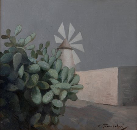 Francesco Trombadori (Siracusa, 1886 – Roma, 1961). Fichi d’india e molino....