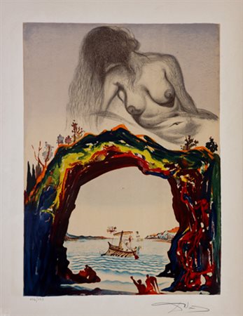 Salvador Dalì. La Sirène. Litografia a colori, firma in basso a destra,...