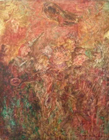 Bruno Mancinotti (1923). Astratto. Olio su faesite firmato in basso a destra....