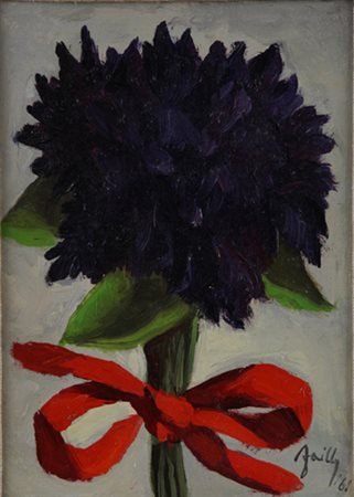 Fabio Failla (Lucca, 1917 - Roma, 1987) Bouquet di viole, ’61. Olio su...