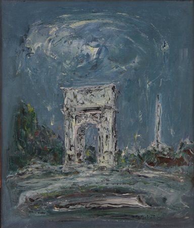 Giovanni Stradone (Napoli, 1911- Roma, 1981). Arco di Tito,1957. Olio su...