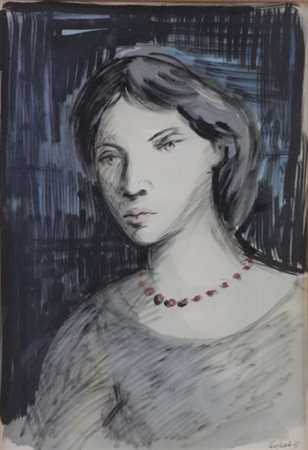 Domenico Purificato (Fondi, 1915 – Roma, 1984). Ritratto femminile, ’63....