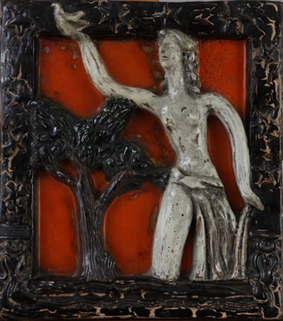 Arturo Martini(1889-1947) attr. Nudo di donna con albero. Bassorilievo in...