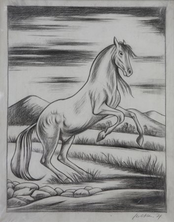 Gregorio Sciltian (Rostov, 1900 – Roma, 1985).Cavallo,’71. Disegno a...