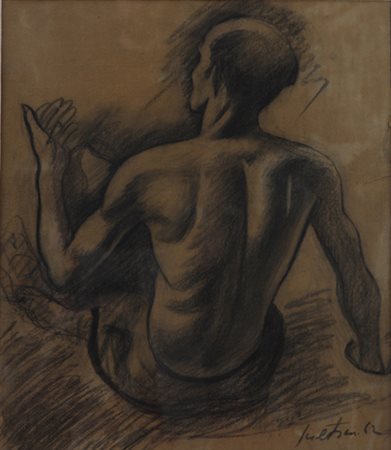Gregorio Sciltian (Rostov, 1900 – Roma, 1985). Nudo maschile,’62. Disegno a...
