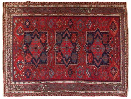 SUMAKH Caucaso nord orientale (Reg. Azerbaijan)Kilim di antica manifattura....
