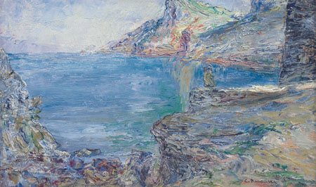 BISCARRA CESARE Torino 09/11/1866 - 12/03/1943Marinaolio su tavola cm. 13x21,...