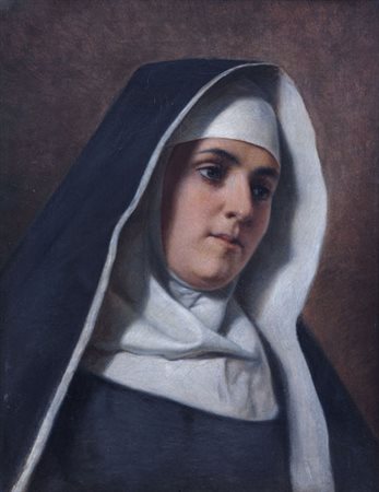 PITTORE DEL XIX SECOLO La suoraolio su tela rintelata cm. 45x35.