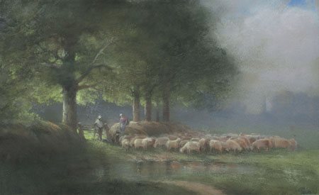 SOTTOCORNOLA GIOVANNI Milano 01/08/1855 - 12/02/1917Paesaggio con gregge al...