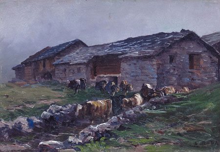 RODA LEONARDO Racconigi (CN) 1868 - Torino 1933Tempo grigio al Breuilolio su...