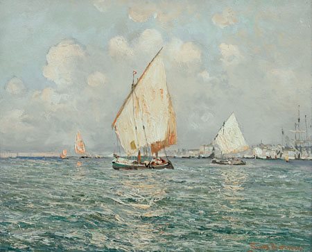 PRATELLA FAUSTO Napoli 10/10/1888 - Napoli 1964Veleolio su tavola cm. 24x30,...