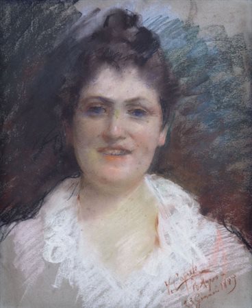 CAPRILE VINCENZO Napoli 24/06/1856 - 23/06/1936Ritratto, 1889pastelli su...