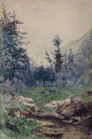 BUSSOLINO VITTORIO Torino 1853 - 1922A Groscavallo, 1879acquerello su carta...