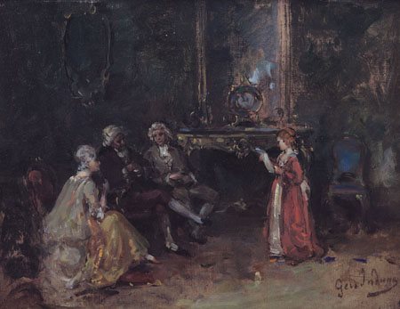 INDUNO GEROLAMO Milano 13/12/1827 - 18/12/1890La recita della poesiaolio su...