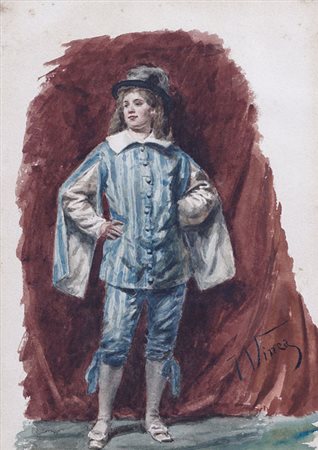 VINEA FRANCESCO Forli 10/08/1845 - Firenze 12/10/1902Il paggioacquerello su...