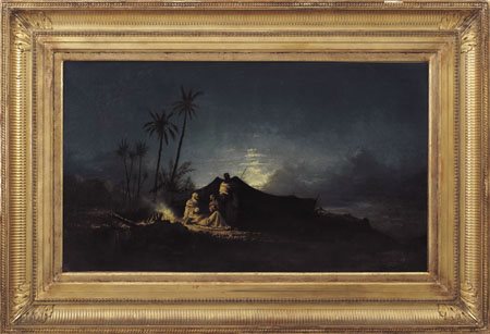 CORRODI HERMANN Frascati 23/07/1844 - Roma 30/01/1905Notturno, accampamento...