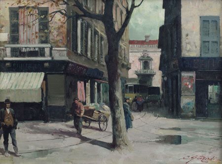 GUIZZARDI RIALDO 1920Milano, Via Alciatiolio su tela cm. 30x40, firma in...